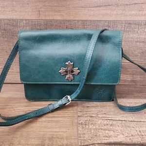 Patricia Nash Consilina Distressed Green Leaather Crossbody Bag